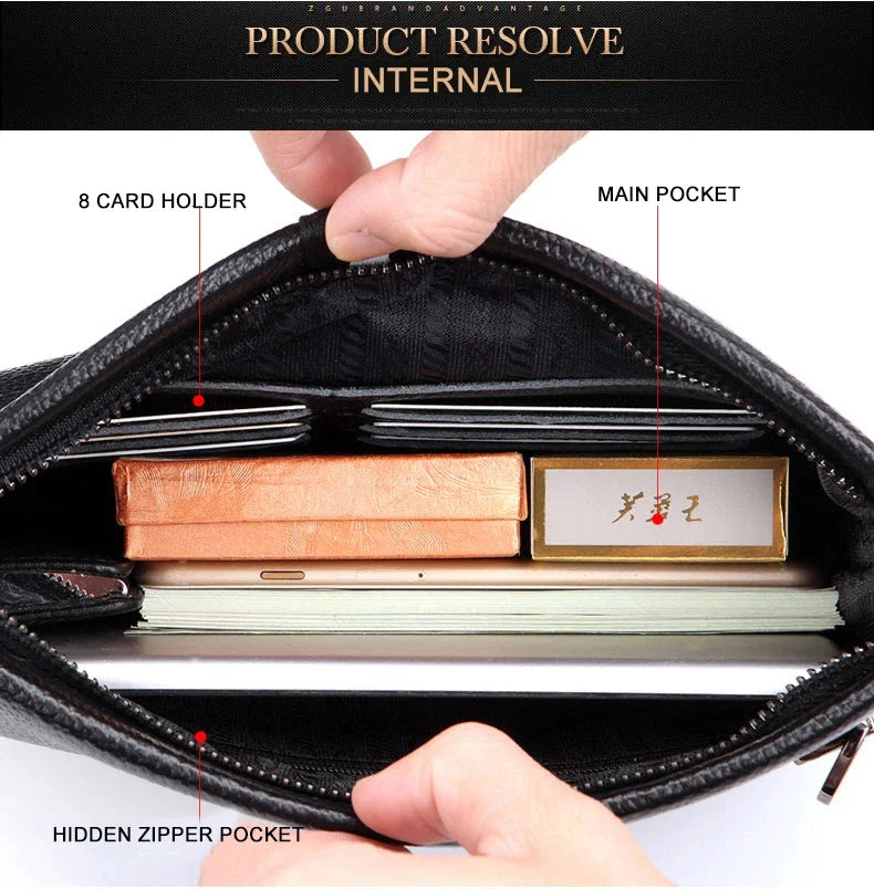 حقيبة يد أصلية من SENOFAN للرجال مخططة من جلد البقر الطبيعي، حقيبة يد رجالية، محفظة بتصميم مظروف، إصدار كوري رائع