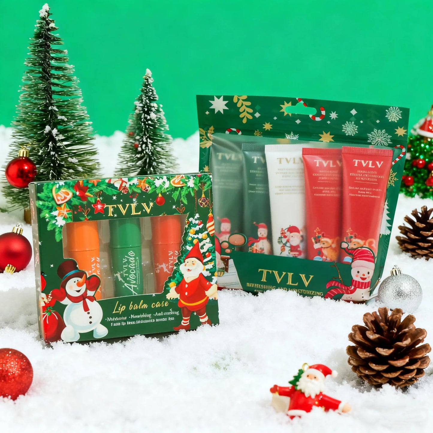 مجموعة العناية بالبشرة المرطبة لعيد الميلاد - كريم مرطب لليدين وبلسم مغذي للشفاه، هدية مثالية للعطلات للنساء ذوات البشرة الجافة