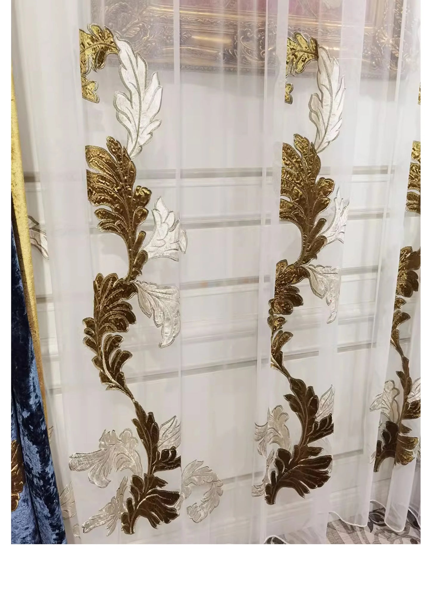 European Curtains for Living RoomCustom New High-end Villa  French Bedroom Velvet Embroidered American Cotton Wool Large Flowers