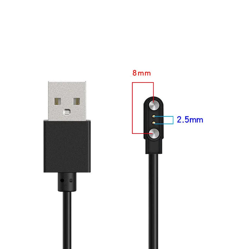 محول شاحن ساعة ذكية مزود بدبوسين و4 دبابيس وكابل شحن USB لساعة ذكية للبالغين/الأطفال وملحقات سلك شحن الطاقة