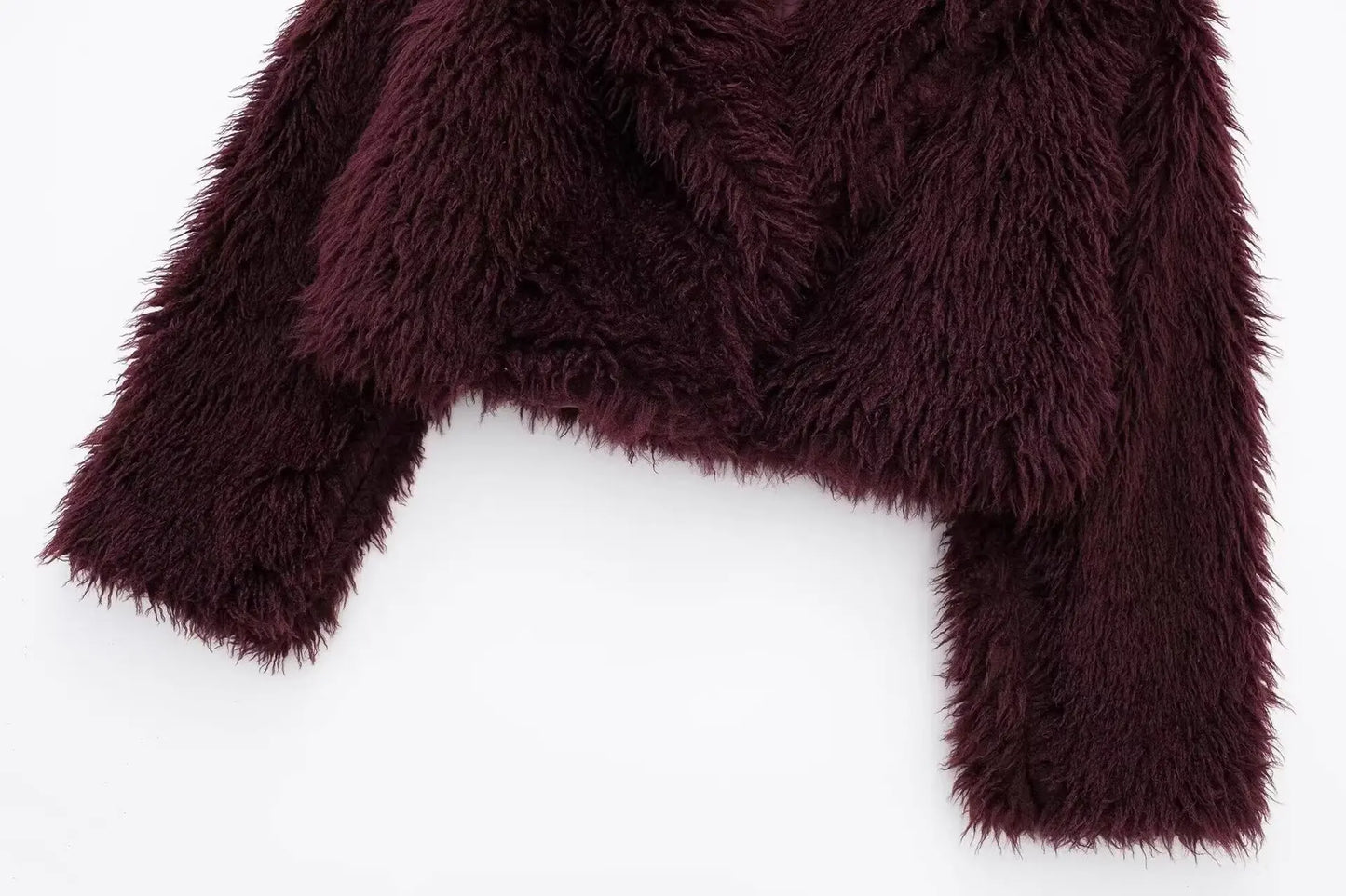 Women's Fashion 2025 Autumn and Winter New Vintage Burgundy Faux Fur Short Coat Thickened Warm Lapel Women's Coat