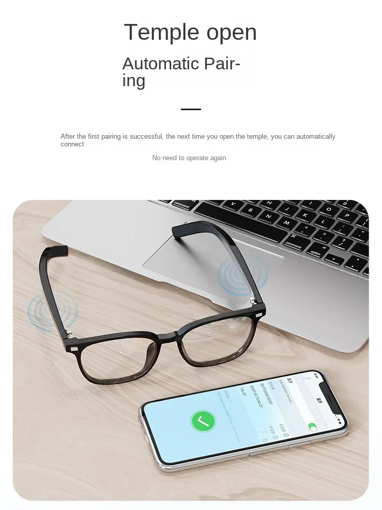 3-in-1 Smart Glasses Open Ear Music Hands-Free Calling Stereo Sound Wearable Headsets Smart Sports Anti-Blue Light Sunglasses