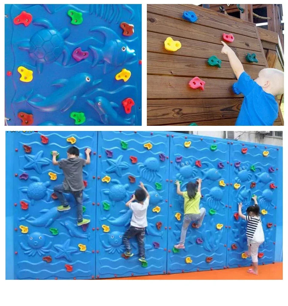 Toys For Children Kids Rock Climbing Wall Holds Games Children Wood Wall Climbing Stones Toys Child Playground Outdoor Playset
