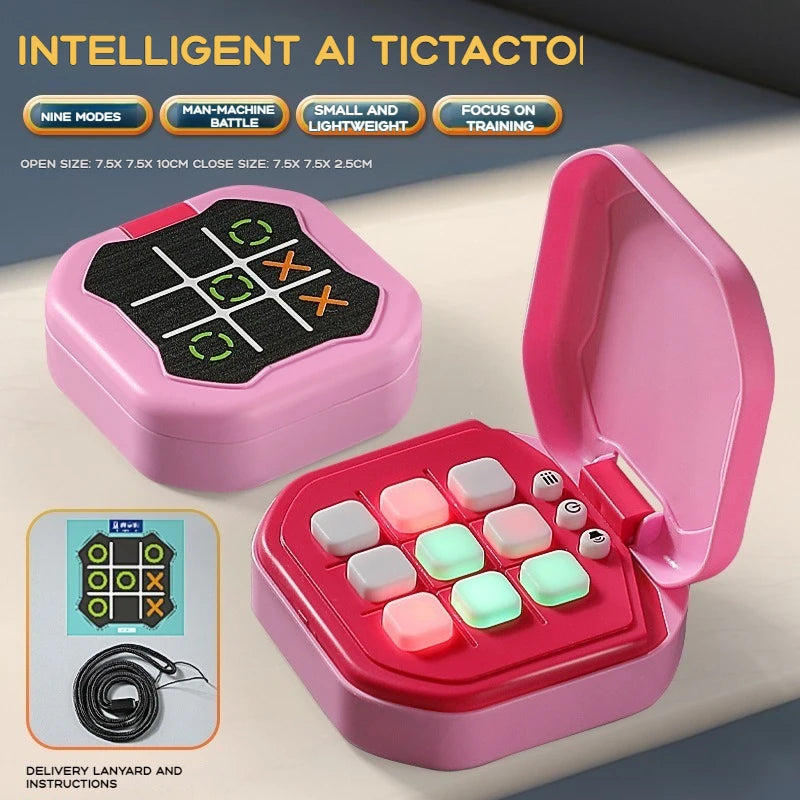 New Kids Electronic Toys Tic Tac Toe Game Noughts and Crosses Game Memory Training Infinite Portable Travel Games for Kids Adult
