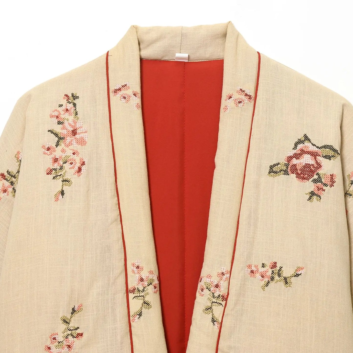 معاطف نسائية شتوية مبطنة بالقطن مزينة بالزهور، سترة فضفاضة بأكمام طويلة وفتحة رقبة على شكل حرف V، ملابس خارجية نسائية عتيقة، بلوزات أنيقة