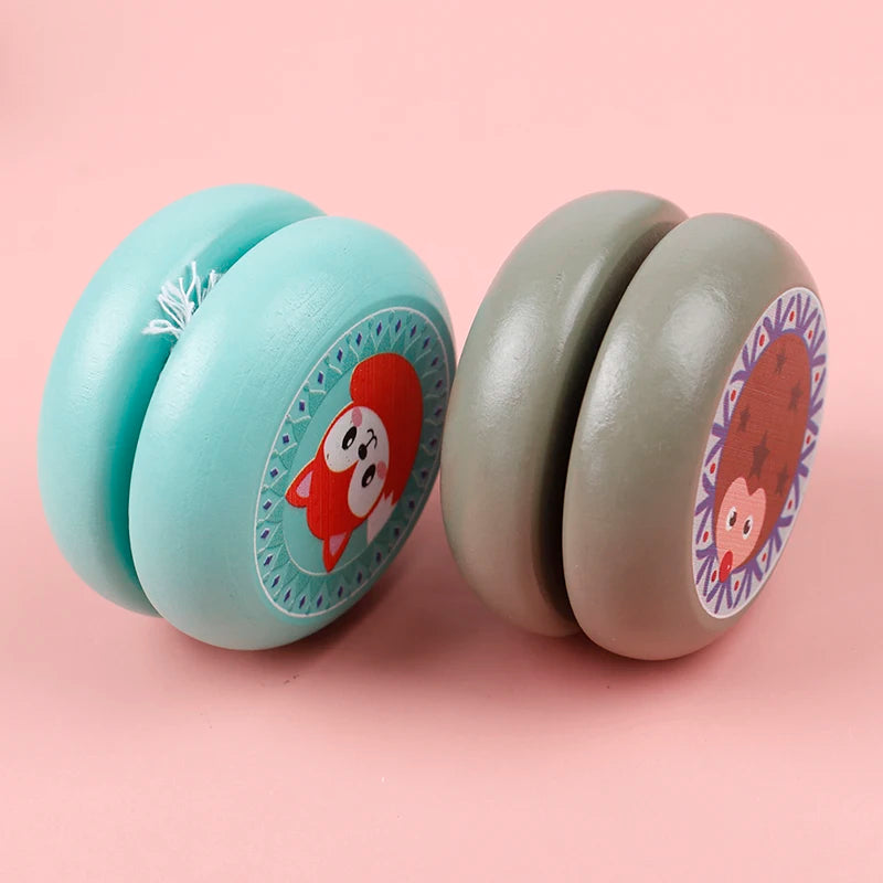 Children Yoyo Ball Cute Animal Prints Wooden Yoyo Toys Fox Owl Hedgehog Snails Toys Kids Yo-Yo Creative Yo Yo Toys For Fun