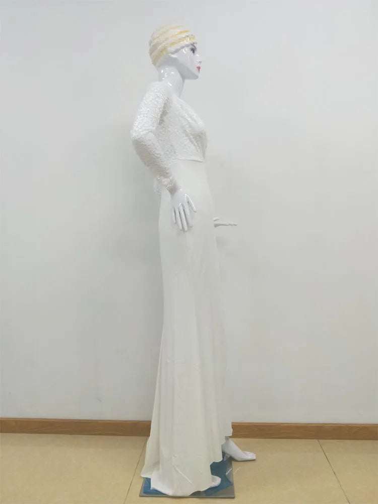 Fashion Female French Wedding Dress Sexy  Elegant Lace Evening Dresses Long Vestidos Summer Dress Sexy Dress Women