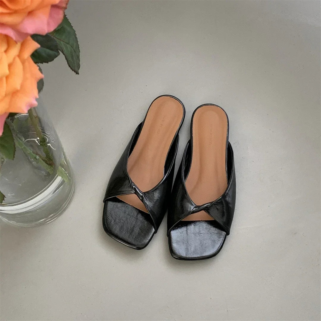 Flats Slippers Women Open Toe Sandals Summer Flip Flops Casual Shoes 2025 Trend Dress Party Shoes Woman Slides Designer