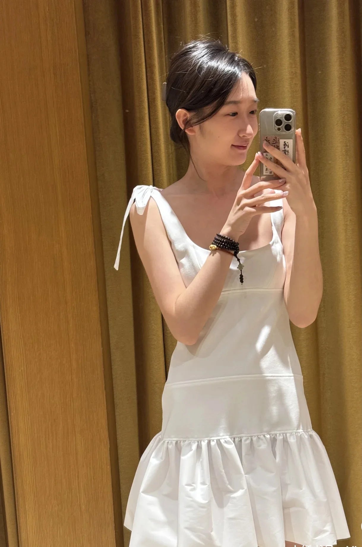 Women's white fashion patchwork dress with ruffled suspenders, slim-fitting square neck, elegant mini dress SwiftNest