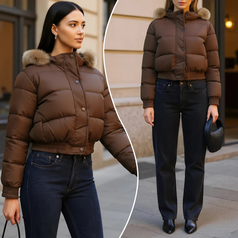 معاطف باركا نسائية أنيقة لشتاء 2025، معطف مبطن من القطن بأكمام طويلة وغطاء رأس من الفرو الصناعي بتصميم بسيط، بقصة فضفاضة