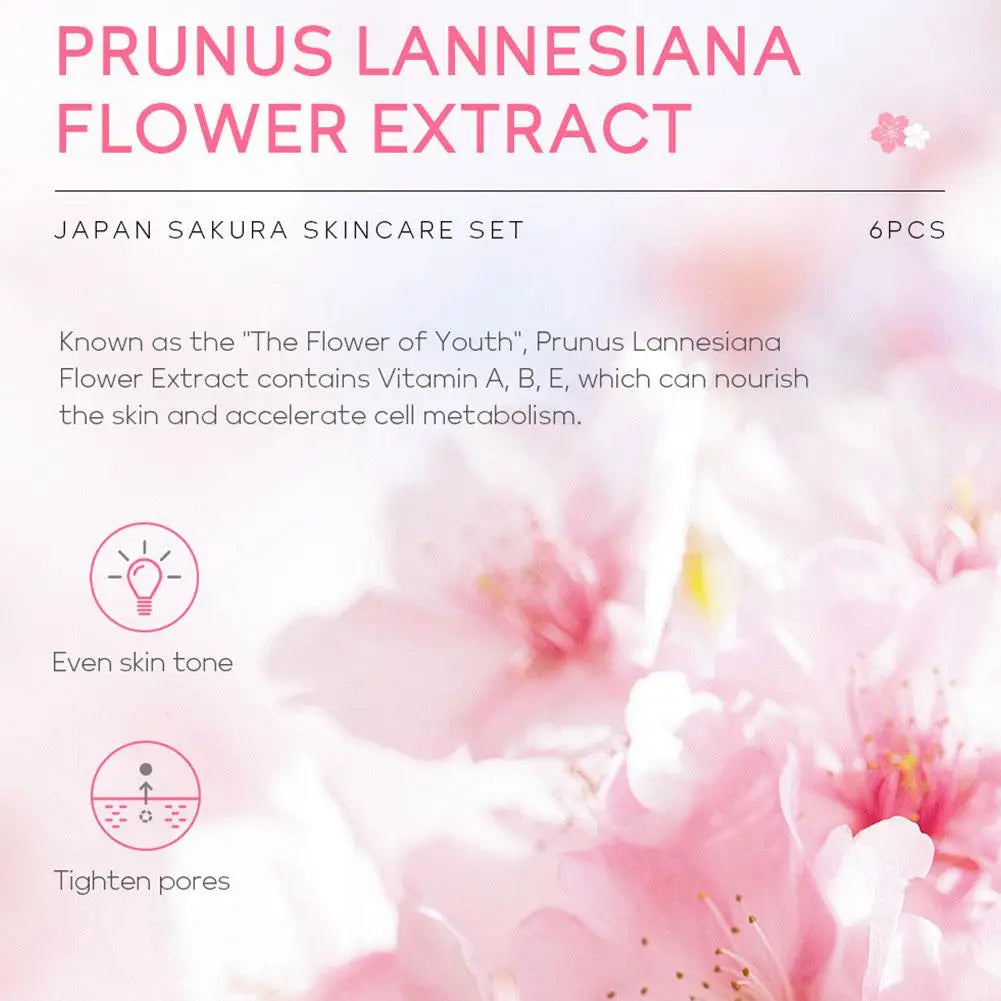 4pcs/6pcs Sakura Skin Care Set Japan Brand Nourishing Cleansing Essence Eye Cream Face Cream Toner Sunscreen High-end Gift Set