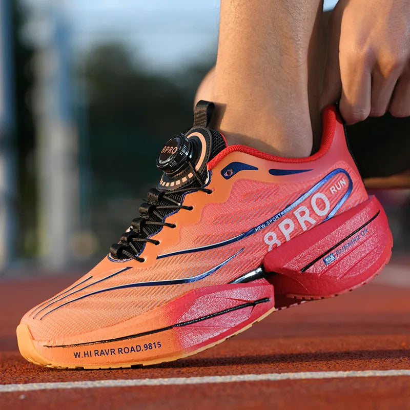 Male Sneakers Stylish Rotating Buckle Running Shoes Color Block Comfortable Non-slip Sporty Footwears Plus Size Men Shoes Mesh