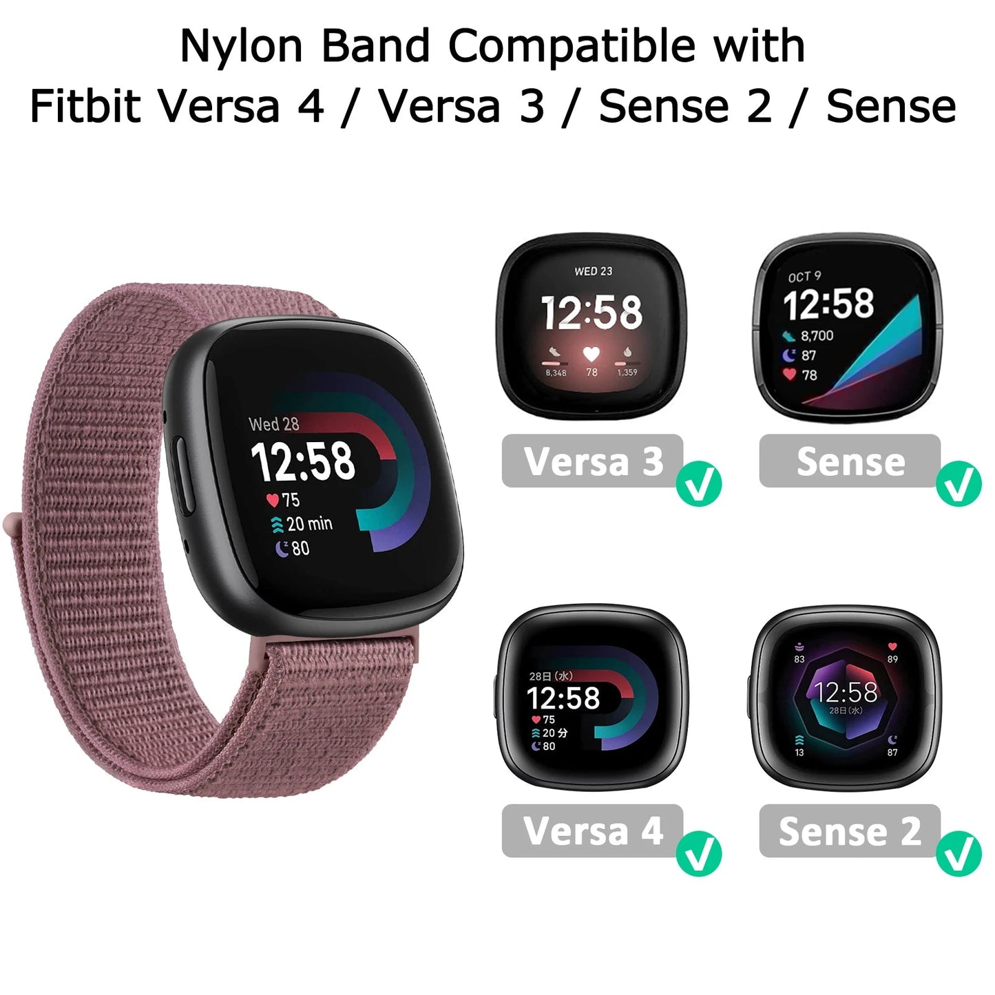 Nylon Watch Band For Fitbit Versa 3/Versa 4/Sense/Sense 2 Strap Sport Bracelet Wristband replacment For Fitbit Sense Smart watch SwiftNest
