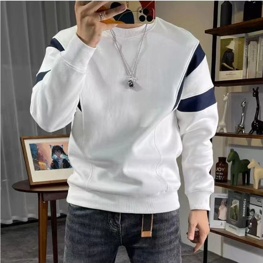 Men Clothing Trend Contrast Patchwork Lazy Style Hoodies Sweatshirts Spring Autumn Long Sleeve Loose Fashion Tops Korean Casual