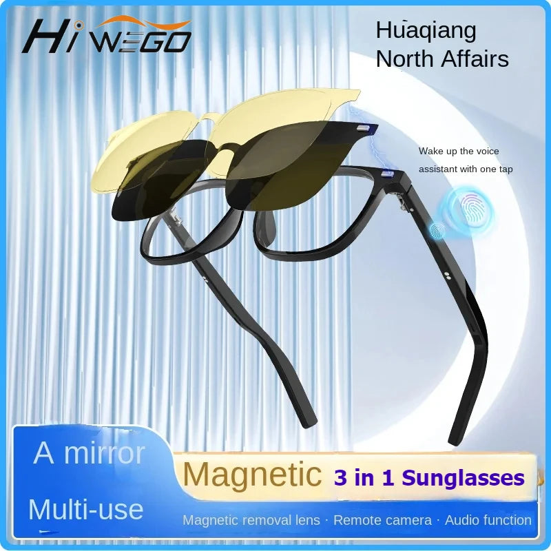 3-in-1 Smart Glasses Open Ear Music Hands-Free Calling Stereo Sound Wearable Headsets Smart Sports Anti-Blue Light Sunglasses