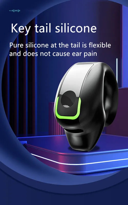 Bluetooth Headset With Microphone Ear Clip Headphone TWS Wireless Earphone Single In-Ear HD HiFi Stereo Touch Control Sports New