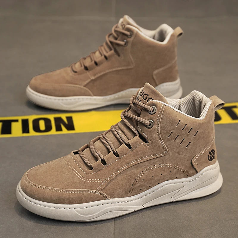 High Top Boots Men's Shoes Fashion Motorcycle Ankle Boots Shoes for Men Winter Boots Men's Sneakers Lace-Up Botas Hombre