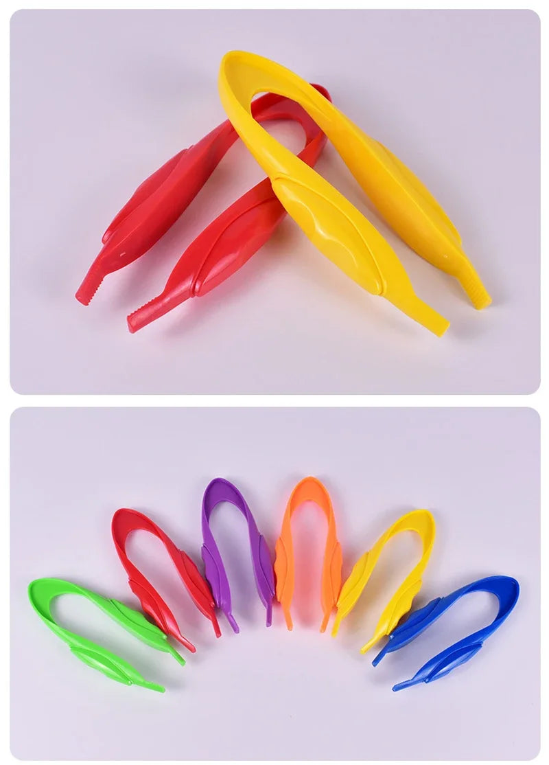 Kids Plastic Tweezers Clip Toys Children Fine Motor Skill Training Tool Set Montessori Early Learning Education Toys Toddle
