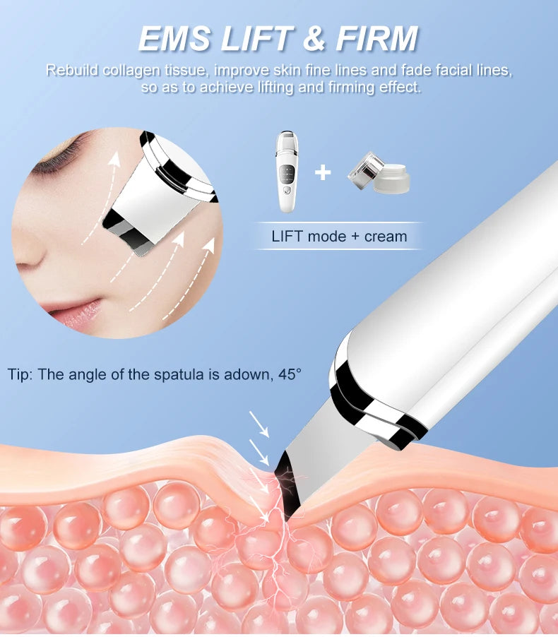 Personal Care Face Exfoliating Device Deep Cleansing Ultrasonic Face Spatula Facial Skin Scrubber