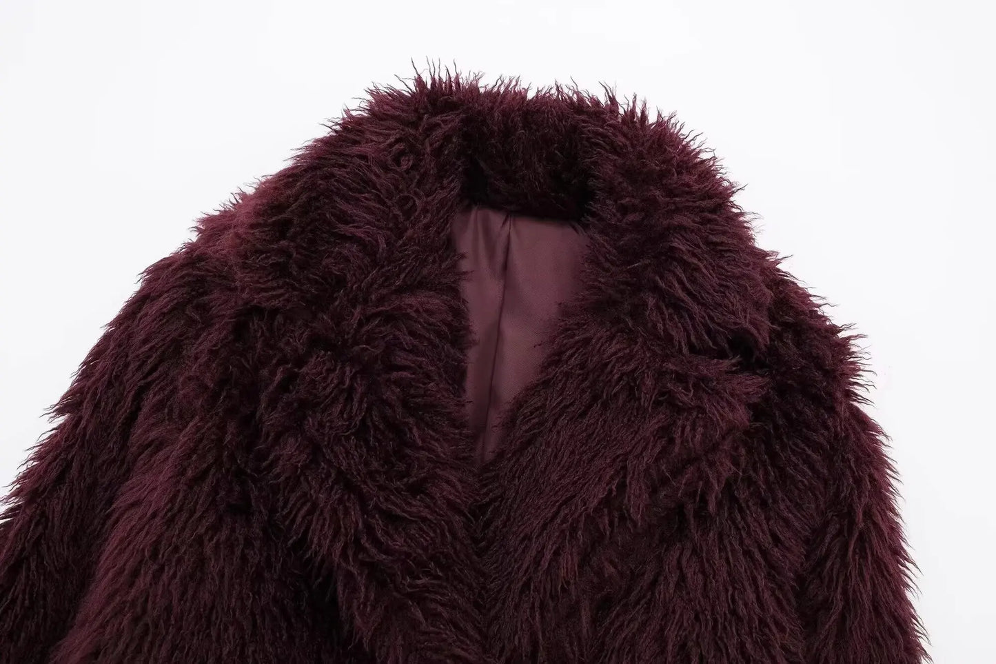 Women's Fashion 2025 Autumn and Winter New Vintage Burgundy Faux Fur Short Coat Thickened Warm Lapel Women's Coat