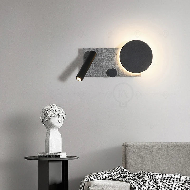 Bedroom bedside wall lamp with switch and spotlight, simple and modern Nordic creative personality, adjustable angle wall lamp