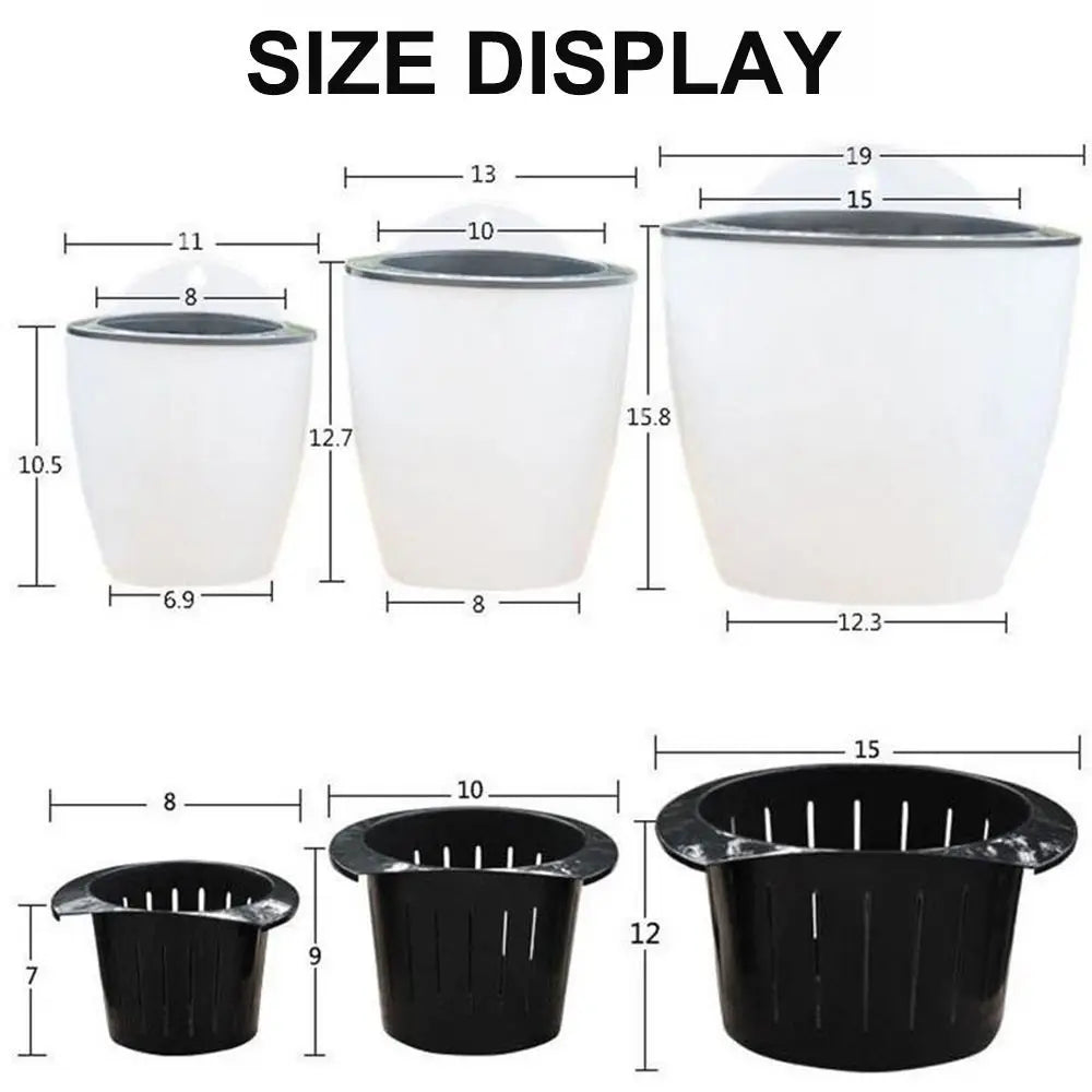 ديكور الحديقة سلة معلقة ذاتية الري وعاء زهرة وعاء النبات