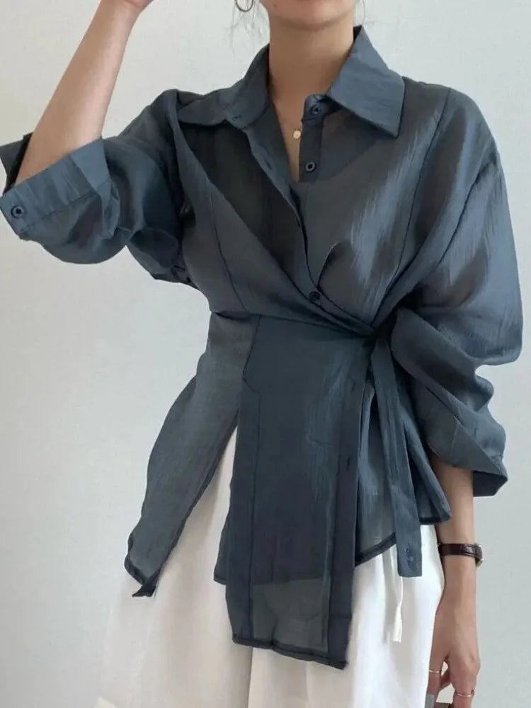 2025 Fashion Elegant Office Lady Long Sleeve Women Shirts Casual Loose Sunscreen Blouses Autumn New Vintage Tops SwiftNest