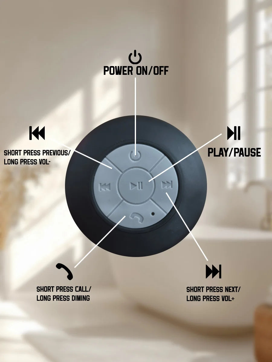 Waterproof Bluetooth Speaker with Colorful LED Lights, Strong Suction Cup & Phone Holder, Portable Mini Speaker for Outdoor/Show