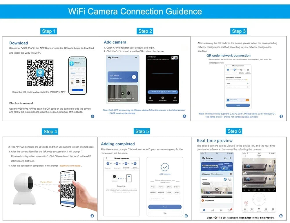 V380pro 12MP 6K WIFI Camera Solar PIR Human Detection Night Vision Waterproof Security Video IP Camara Battery CCTV Monitor