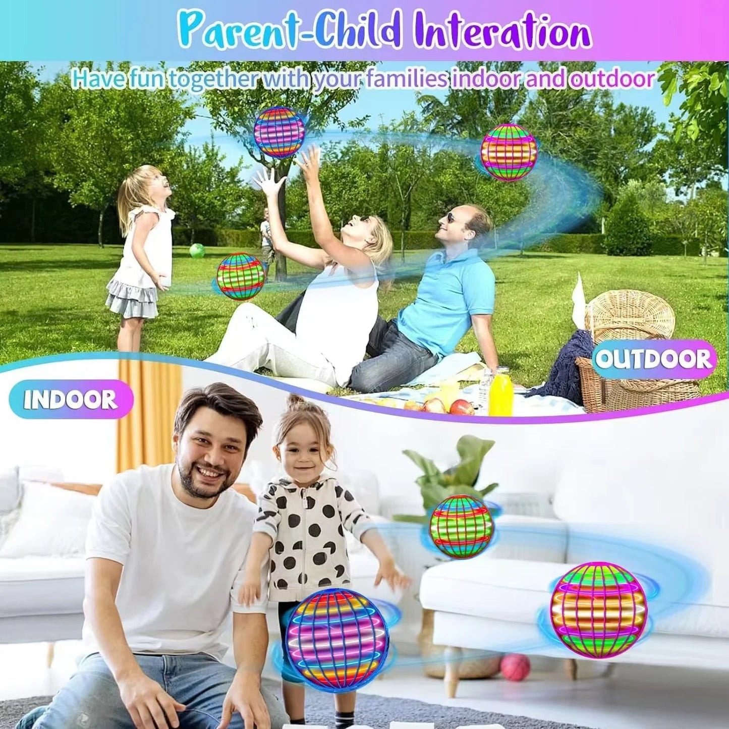 Toys For Kids Luminous Toys Flying Ball Sensing Automatic Rotation Magic Ball Children's Games Outdoor Party Toys Holiday Gifts