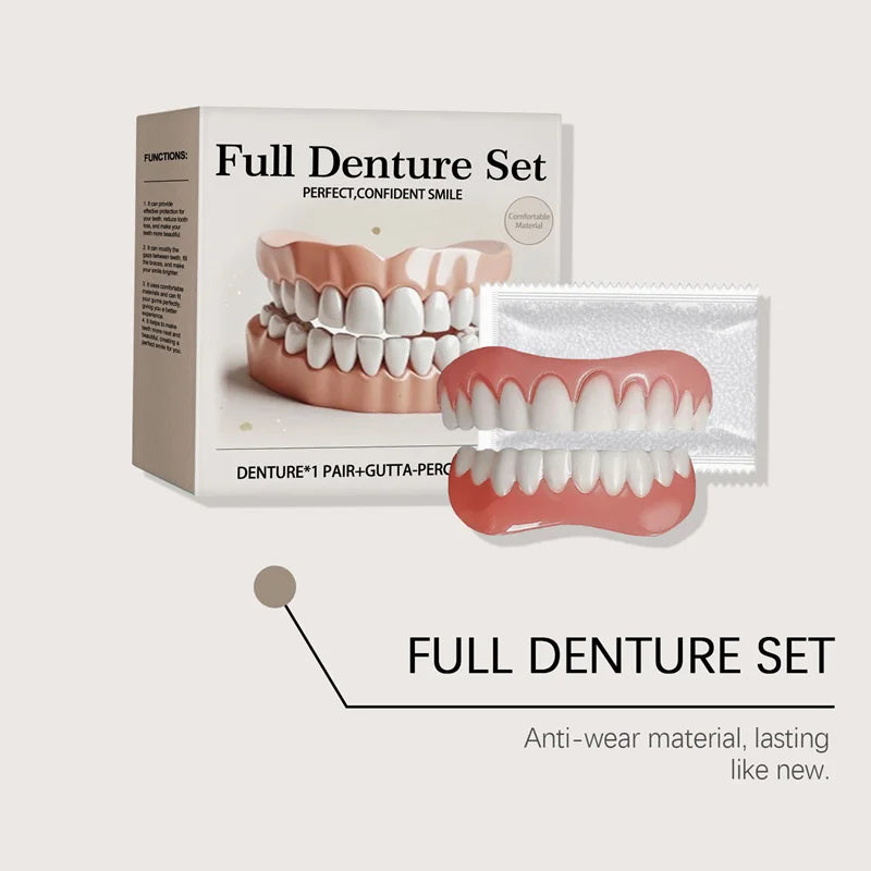 False Teeth Silicone Upper Lower Veneers Perfect Denture Silicone Kit Temporary Orthodontic Fake Tooth Oral Hygiene Care