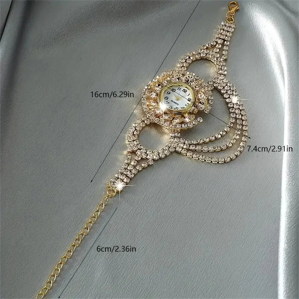 A stylish zinc alloy strap with charming round quartz women's watch with amphibole decoration without chronograph function, an e SwiftNest