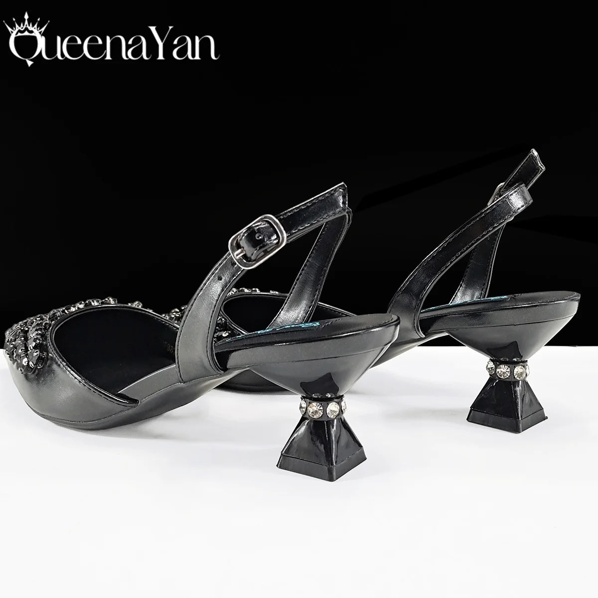 Queena Yan Italian shoes and handbags accessory set with rhinestone metal embellishments Wedding shoes Bridal shoes Designer
