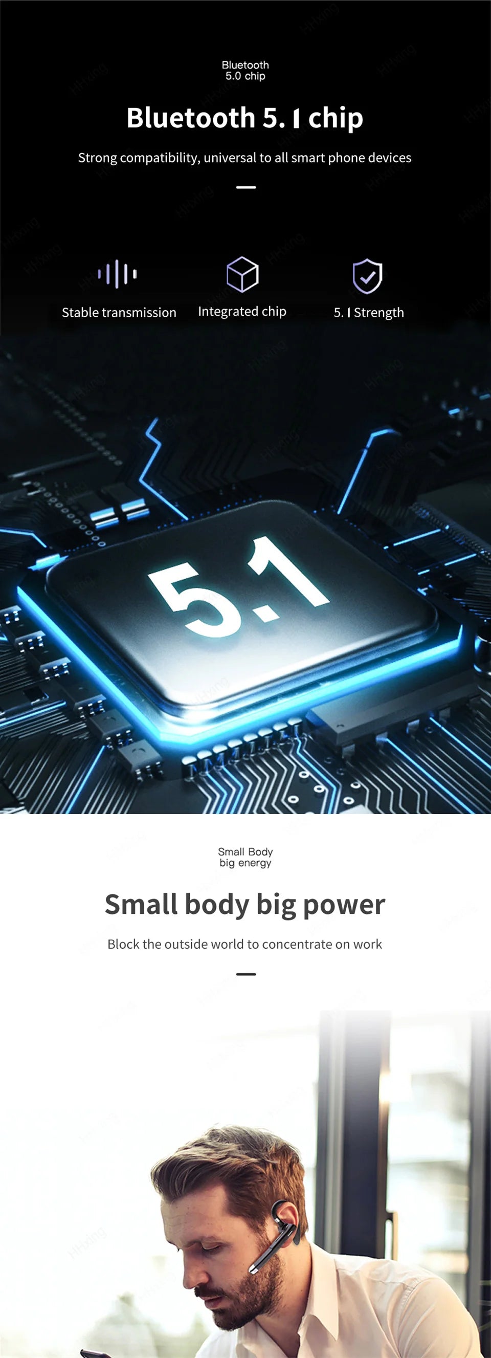 Wireless Headphones Bluetooth Headset With Microphone Earphones  Handsfree Noise Canceling Audifonos Talking Business Driving