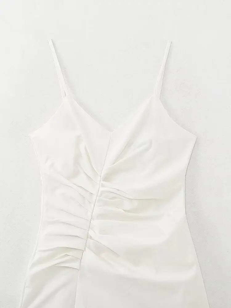 2025 Women's New Fashion European Style Elegant Pleated Lingerie Mid-Length Dress SwiftNest