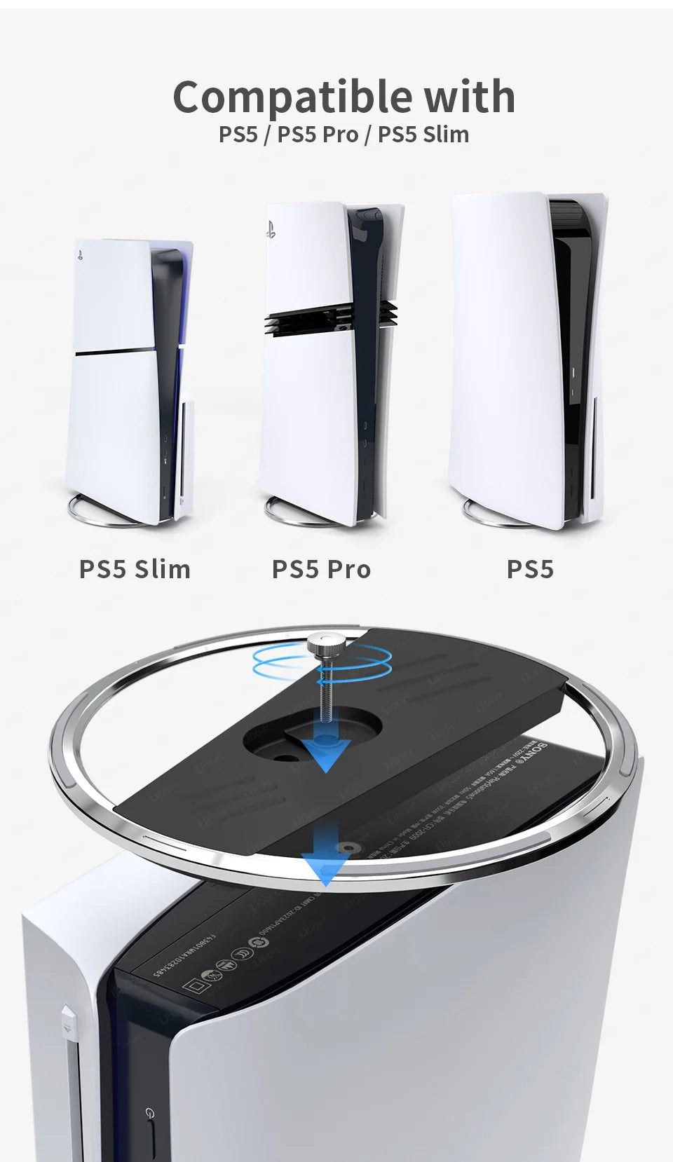 Portable Metal Vertical Stand for PS5 Slim/Pro Digital Disk Version Anti-Slip Base Holder for PS5 Pro Console Accessories SwiftNest