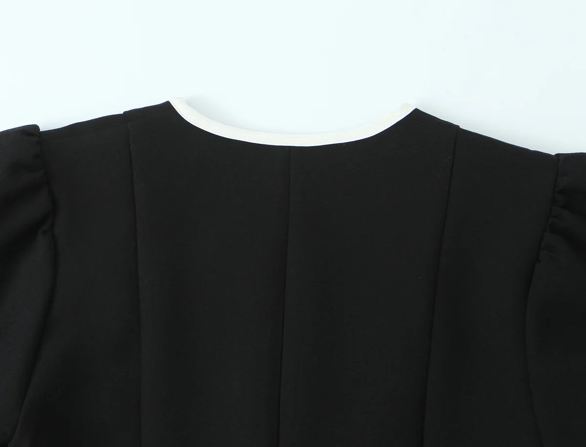 Women Fashion Dress 2025 Women Summer Autumn New Elegant Bow Decoration Short Sleeves Dress Women Hight Street Party Dress