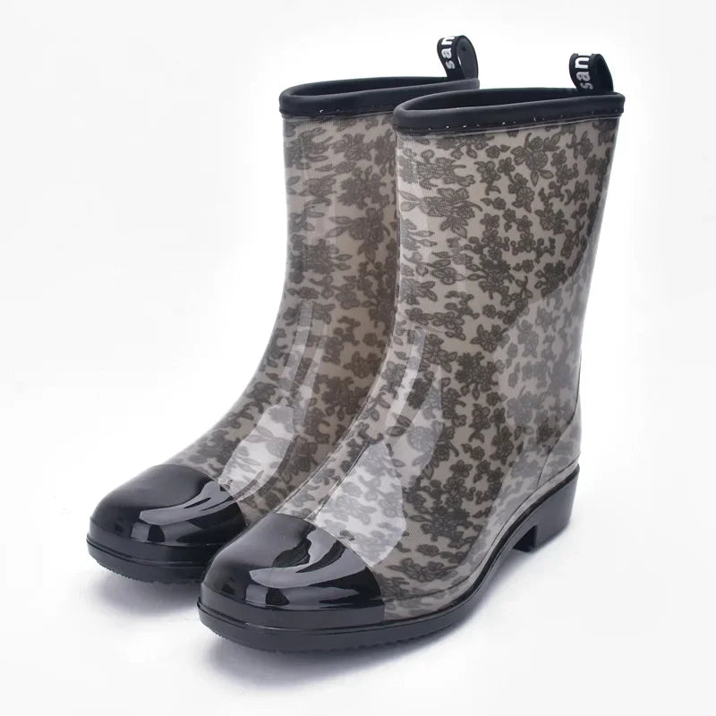 Women Boots Waterproof Ladies Ankle Boot Fashion Floral Female Shoes Spring Autumn Rainboots  High Quality 2021 Newayy6