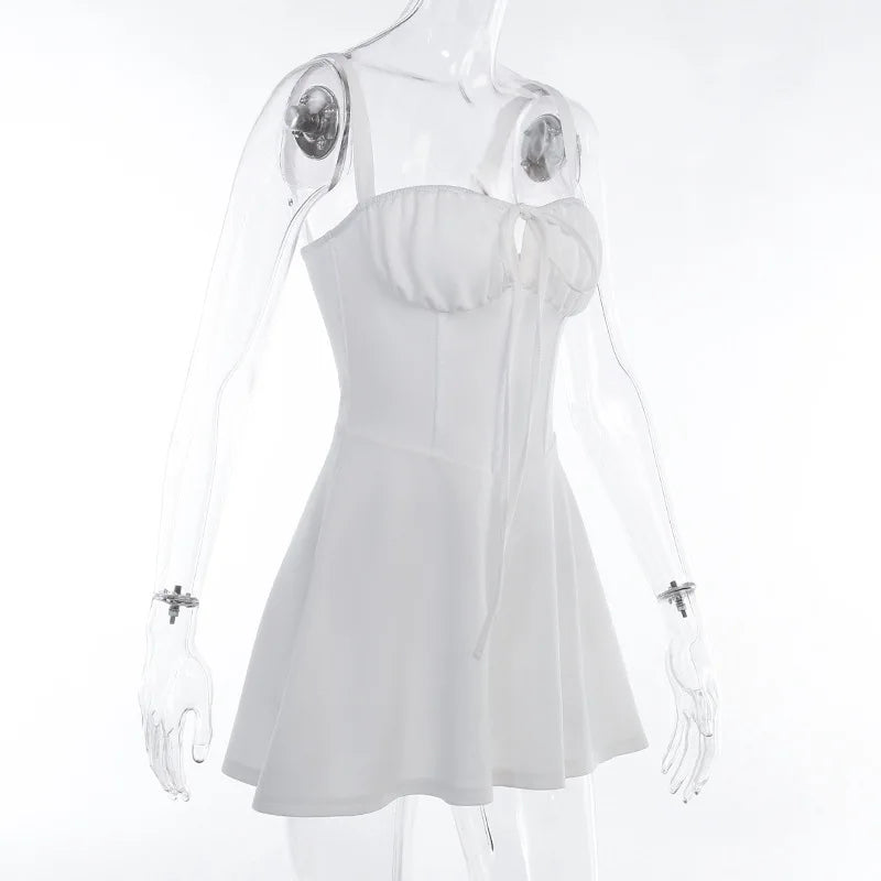 2025 New Summer Fashion French Style Elegant Casual Tied Waist-fitted Slim Dress Women Foreign Trade Sleeveless Side Slit Dress