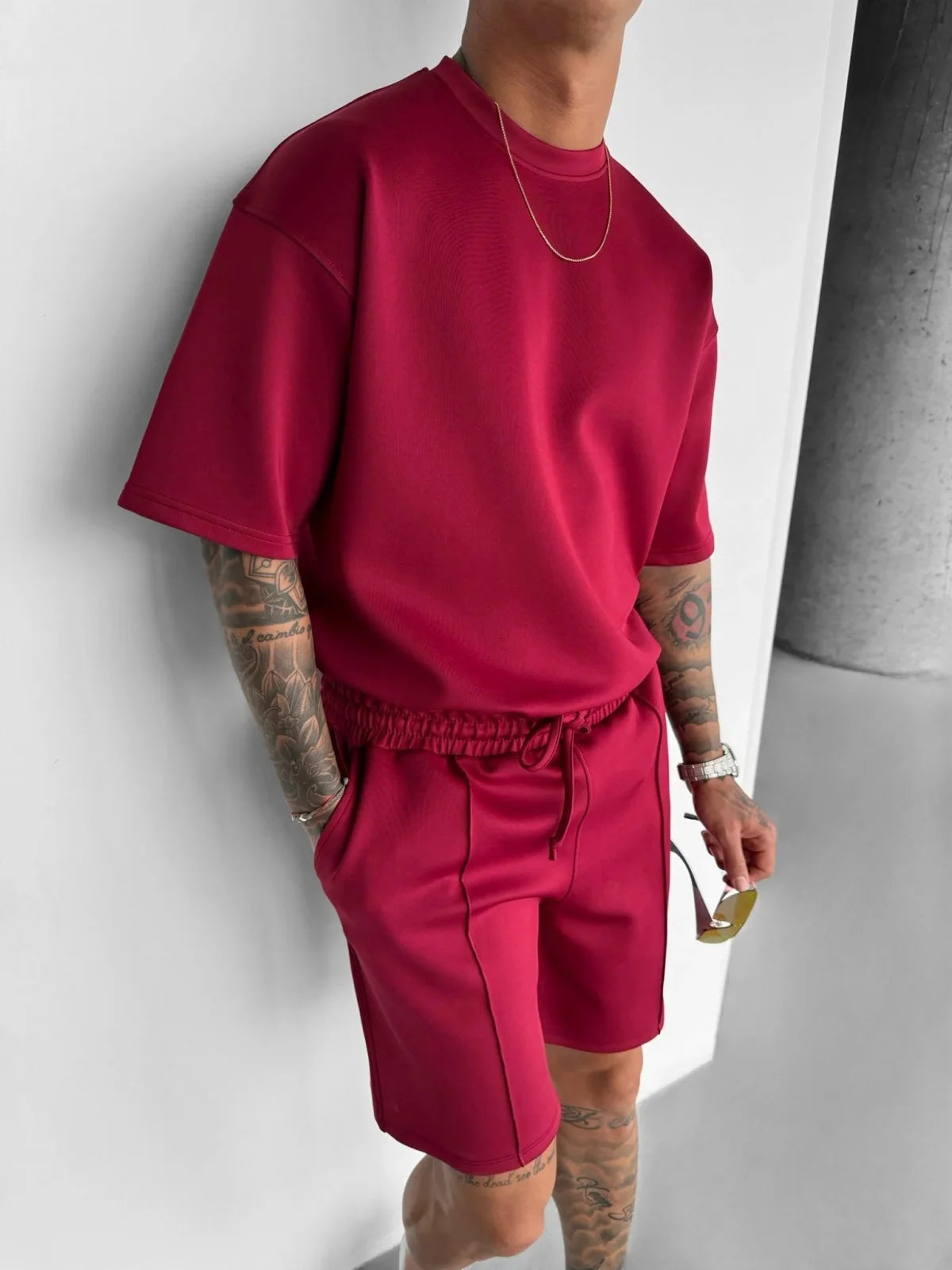 Men 2025 summer fashion sports design sense simple casual solid color quick drying short-sleeved T-shirt trend clothes