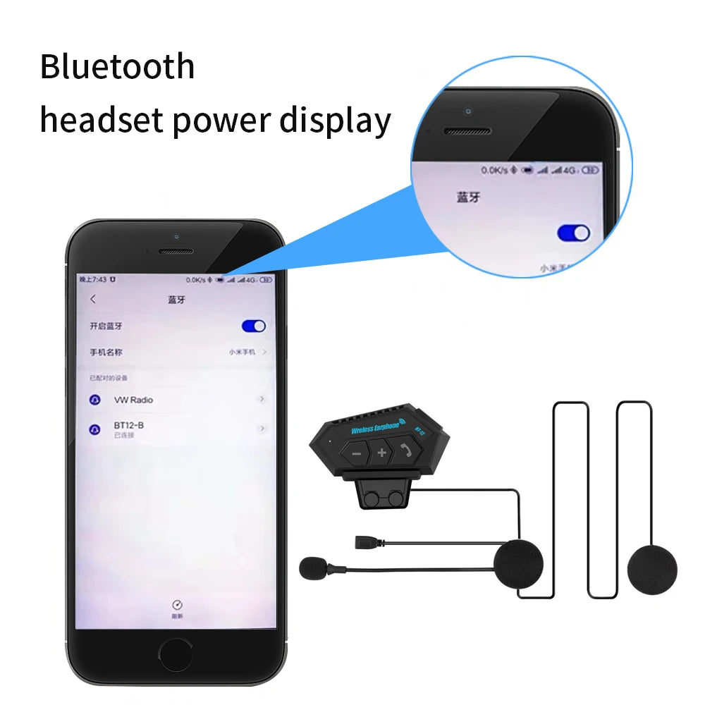 Motorcycle Helmet Headset Bluetooth 5.0 Headphone Wireless Earphones Motor Headset Bike Earphone Handsfree Stereo Earbud