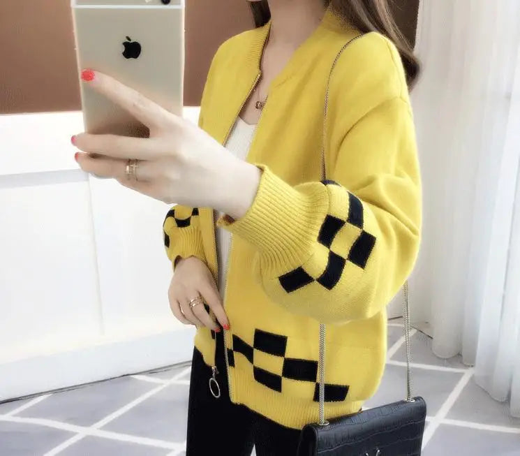 Women's Clothing Vintage Fashion Short Style Knit Cardigan Autumn Winter New Casual Loose O-neck Long Sleeve Sweaters Lady Tops