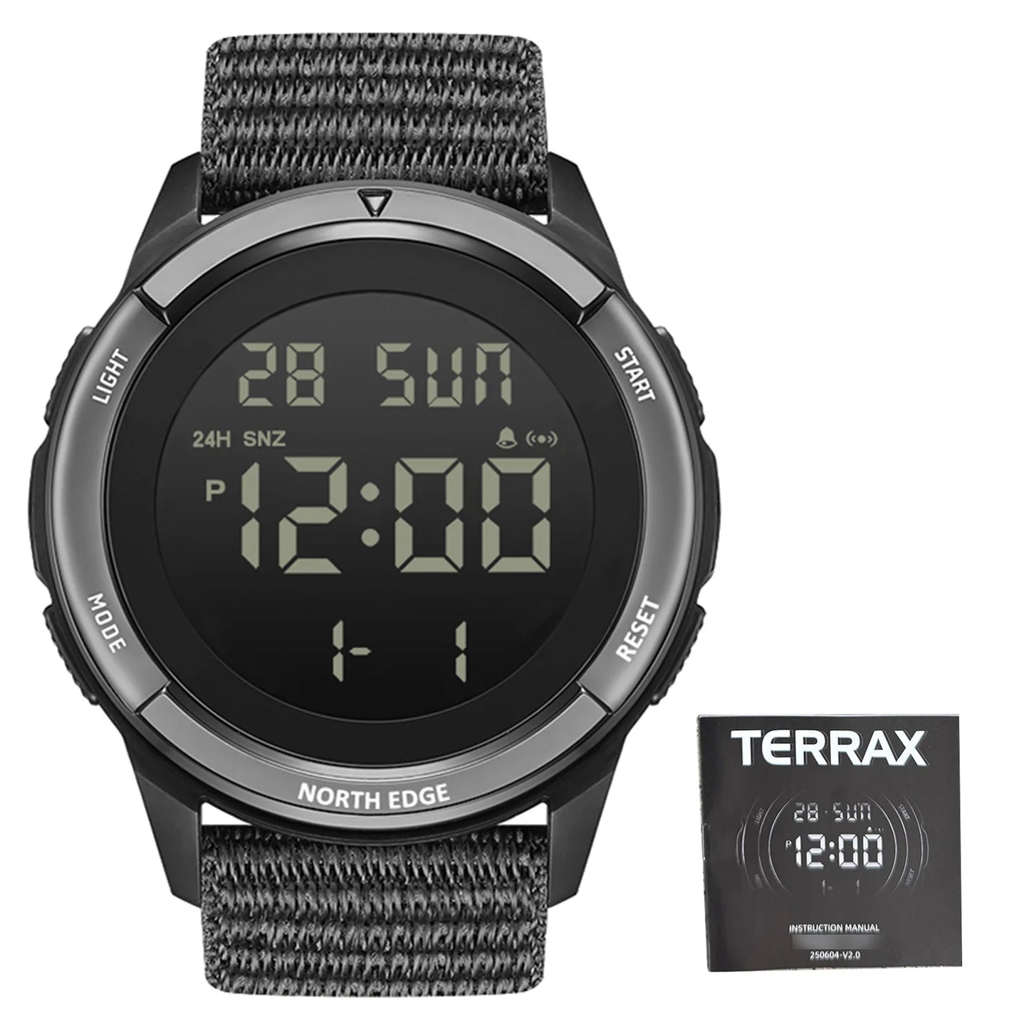 ساعة رياضية للأنشطة الخارجية مقاومة للمطر حتى عمق 50 مترًا، ساعات رياضية رقمية مزودة بإضاءة خلفية LED