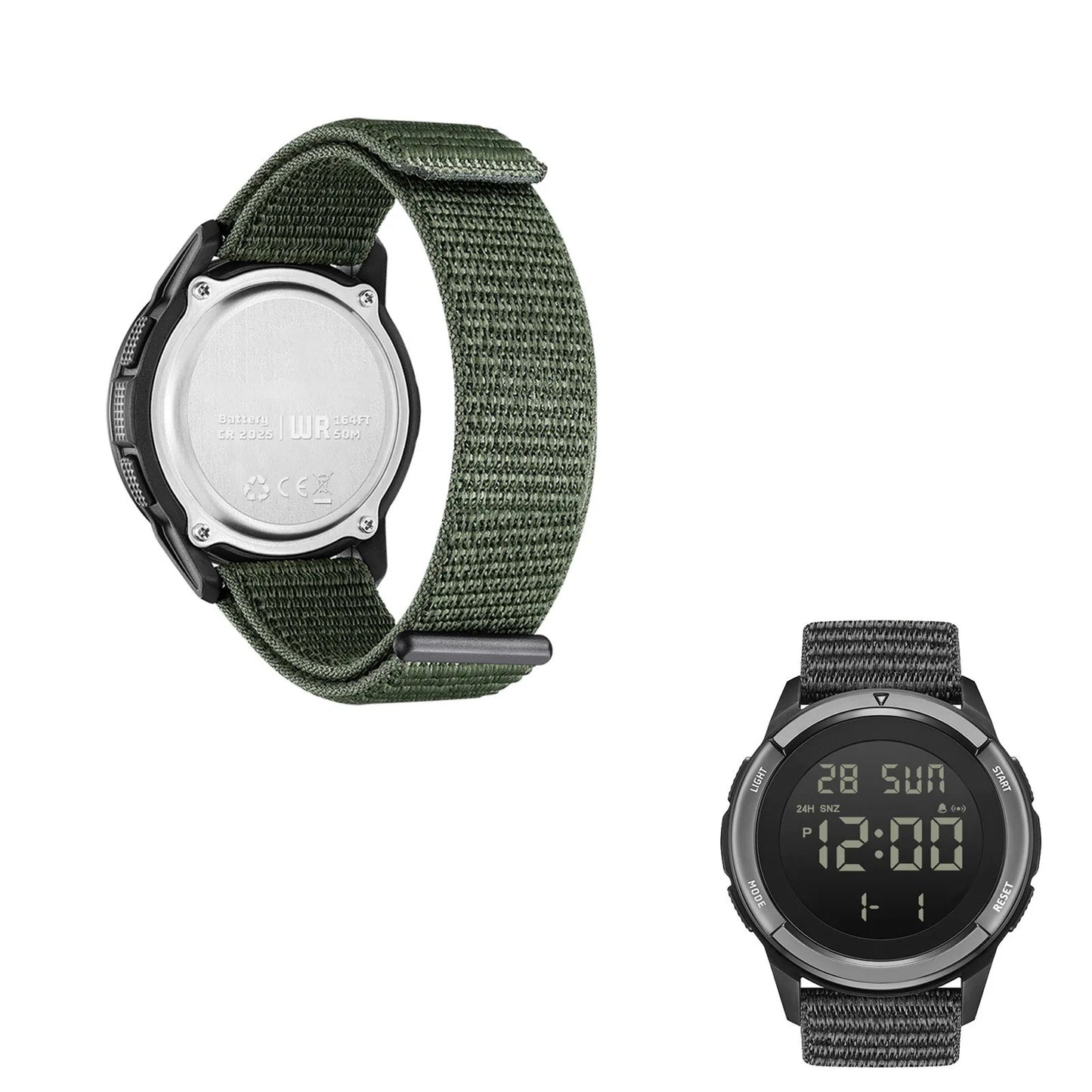 ساعة رياضية للأنشطة الخارجية مقاومة للمطر حتى عمق 50 مترًا، ساعات رياضية رقمية مزودة بإضاءة خلفية LED