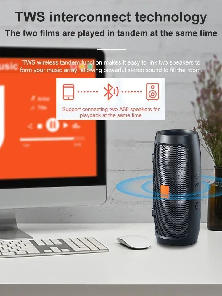 مكبر صوت بلوتوث مزدوج مكبر صوت ستيريو خارجي Tfusb تشغيل FM البث الصوتي مضخم صوت محمول 5.0 مكبر صوت لاسلكي