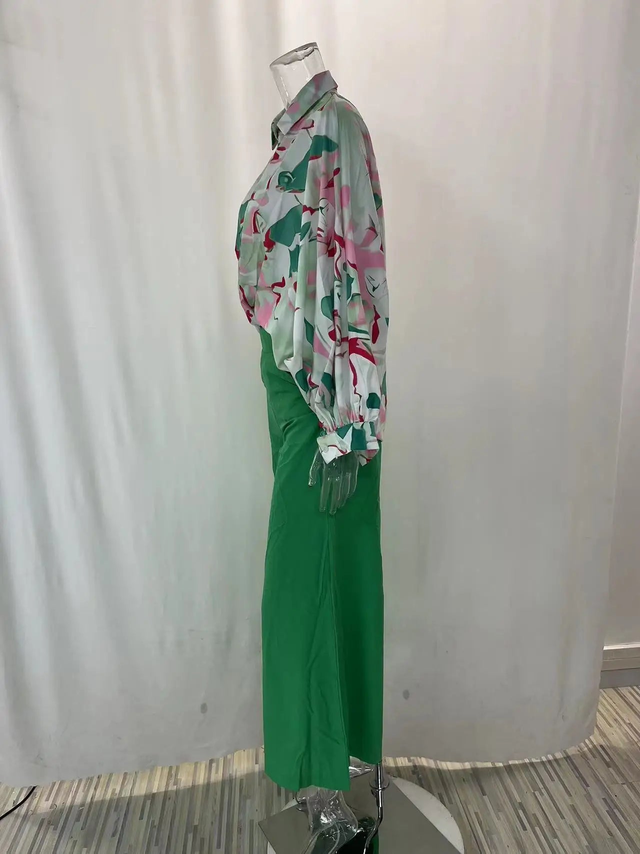 Fashion Casual Set Women 2024 Tops Shirt Elegant Wide Leg Pants Set Sense Of Design Printed Bell Sleeve Shirt Wide Leg Pants SwiftNest