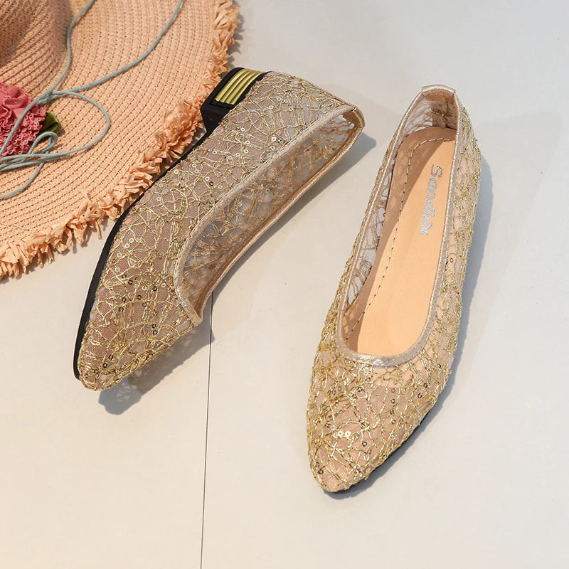 2024 Spring Summer Fashion New Casual Shallow Breathable High Heels Elegant Square Toe Thick Heel Mesh Women's Shoes NO:C1502