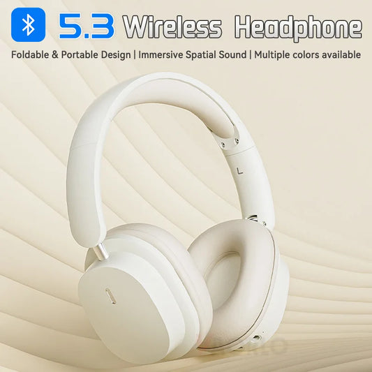 Bluetooth 5.3 Fashion Wireless Headphones HIFI Stereo Portable Over-ear Business Headset Low Latency Gaming Earphones With Mic