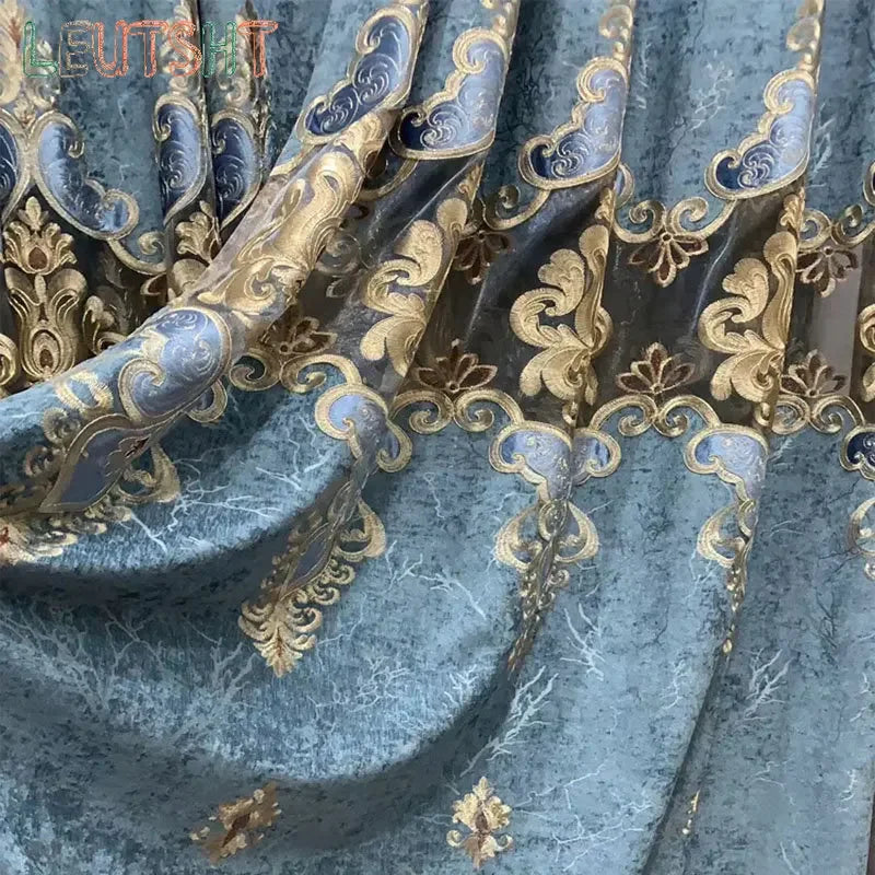 ستائر على الطراز الأوروبي لغرفة المعيشة وغرفة الطعام وغرفة النوم، تطريز فاخر من قماش التول الفاخر، نافذة دراسة، ستارة مخصصة
