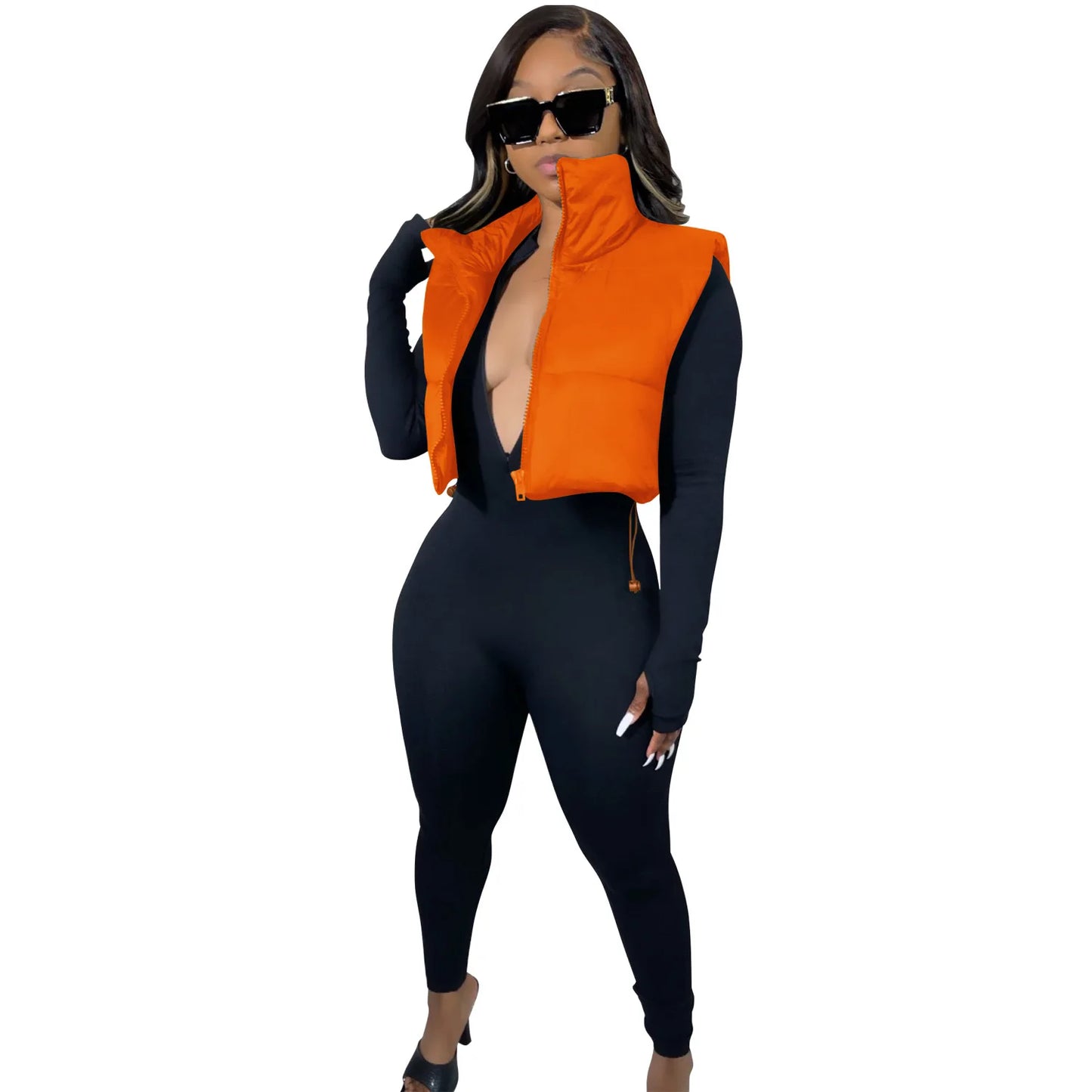 Women's Winter Vest Fashion Faux Leather Padded Jacket Coat Vintage PU Black And White Female Short Waistcoat Chic Clothes Tops